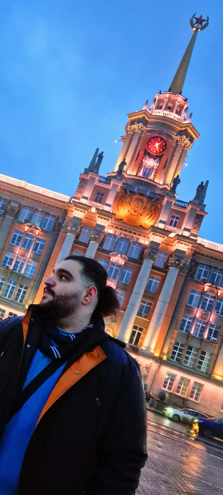 AmirHossein Abdollahi at 1905 Square in Yekaterinburg, Russia — BRICS Hi-Tech 2025 trip